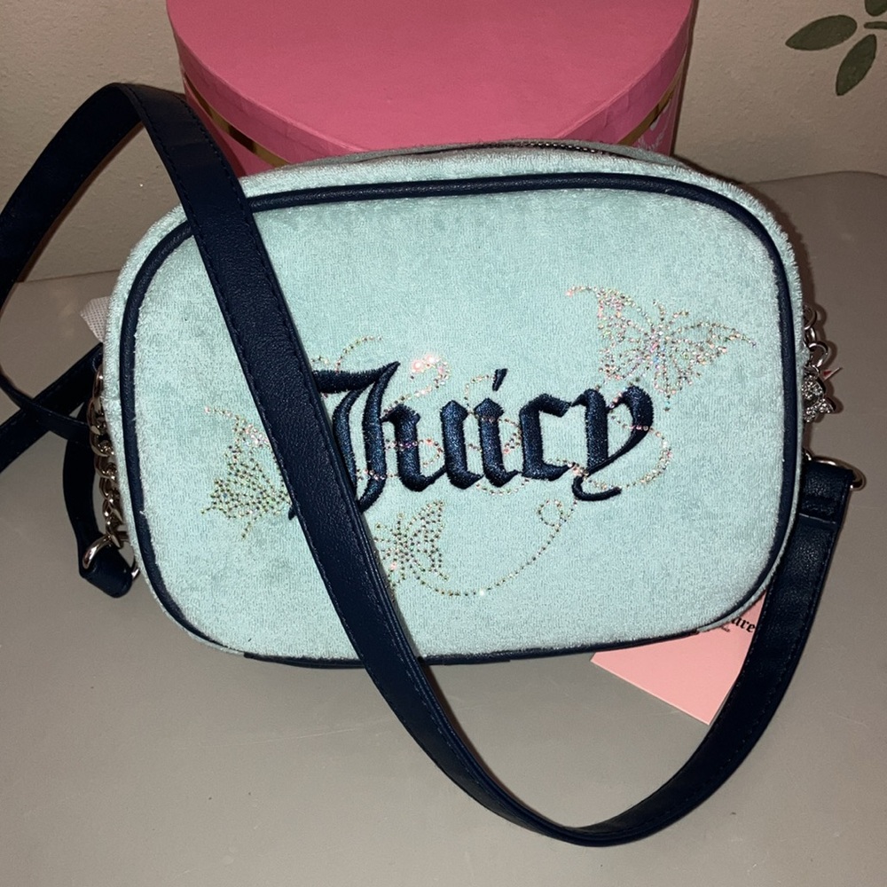 ✨Juicy Couture bling velour vintage style crossbody bag purse NWT